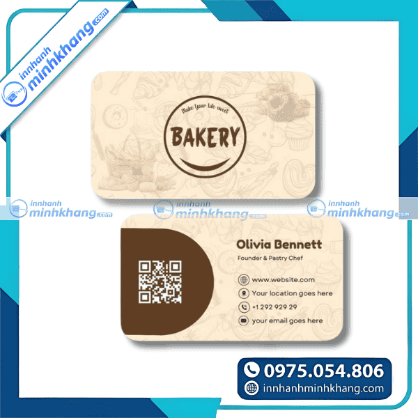 Mẫu card visit bán hàng bánh kem phong cách vintage sáng tạo