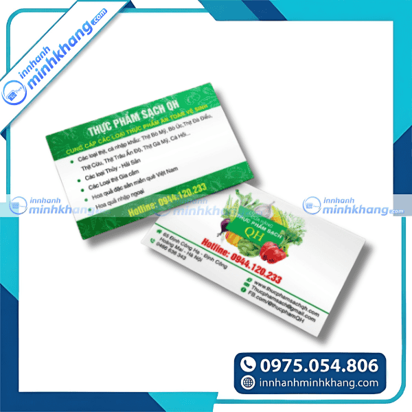 Mẫu card visit bán hàng thực phẩm bố cục rõ ràng dễ nhìn - thực phẩm sạch QH