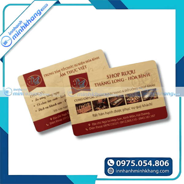 Mẫu card visit bán hàng bo góc đẹp mắt shop rượu Thăng Long - Hòa Bình