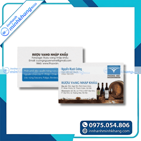 Mẫu card visit bán hàng rượu vang nhập khẩu phong cách tối giản hiện đại