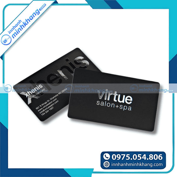 Mẫu danh thiếp ép kim bạc chuyên nghiệp cho doanh nghiệp - Virtue salon + spa