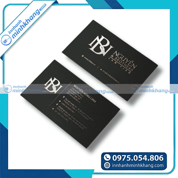 Mẫu danh thiếp ép kim logo nổi bật ấn tượng Nguyễn & Brothers Law Firm