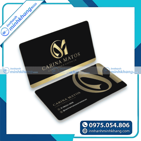 Mẫu card visit ép kim màu đen vàng sang trọng - Carina Matos