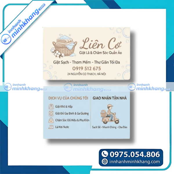 Mẫu card visit dịch vụ giặt ủi uy tín chuyên nghiệp