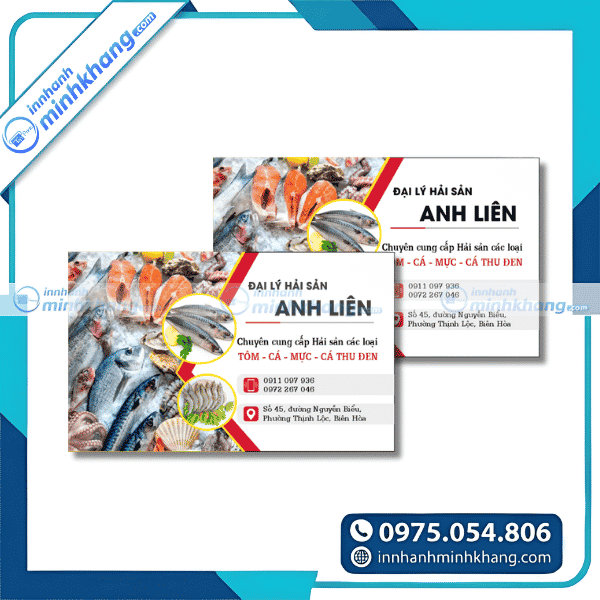 Mẫu card visit cửa hàng hải sản tươi sống đẹp mắt - Đại lý hải sản Anh Liên