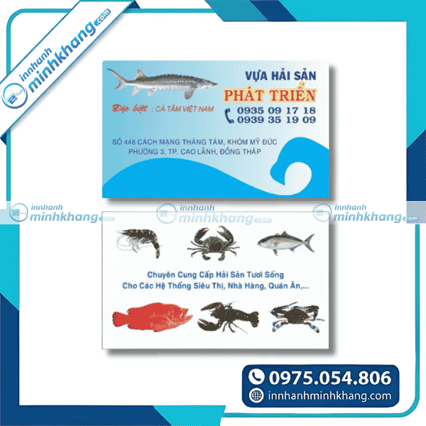 Mẫu thiết kế card visit hải sản hình tôm cua cá nổi bật - Vựa hải sản Phát Triển