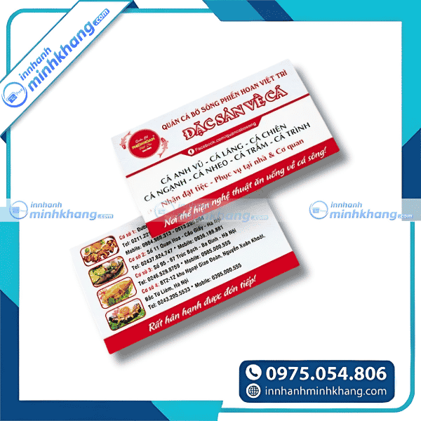 Mẫu card visit hải sản sang trọng cho nhà hàng - Quán cá sông Phiến Hoang Việt Trì