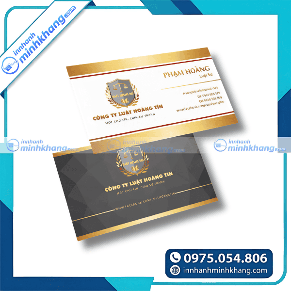 Mẫu danh thiếp luật sư in ép kim sang trọng - Công ty luật Hoàng Tín