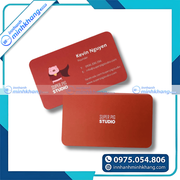 Mẫu card visit màu đỏ cán mờ cao cấp 