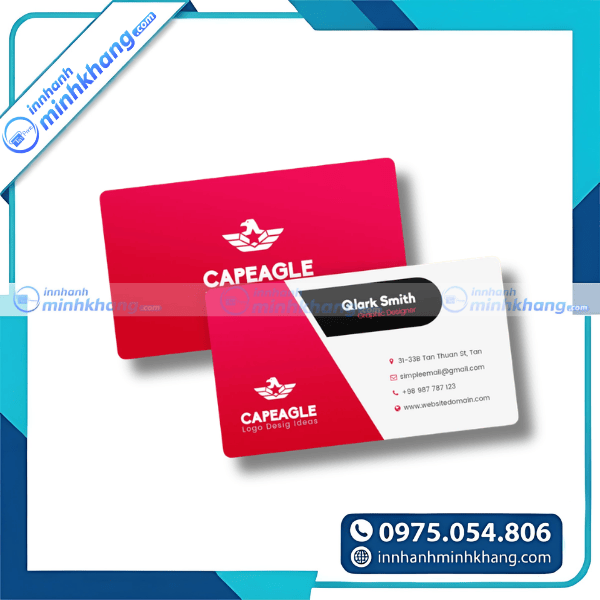 Mẫu name card màu đỏ nổi bật thương hiệu 