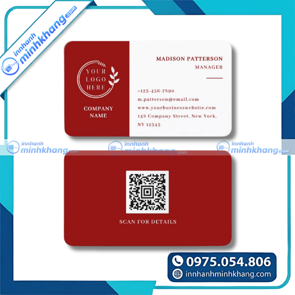Mẫu card visit màu đỏ tối giản hiện đại 