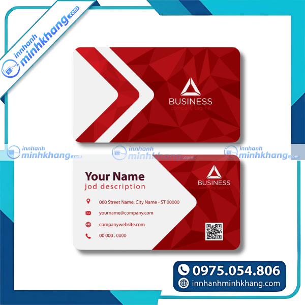 Mẫu card visit màu đỏ phong cách doanh nghiệp 