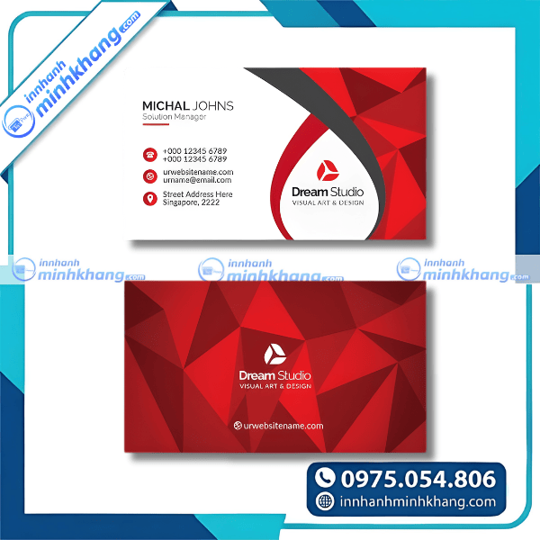 Mẫu card visit màu đỏ thiết kế ấn tượng