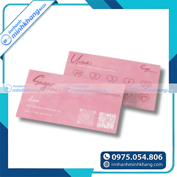 Mẫu card visit màu hồng cán mờ đẹp chuyên nghiệp 