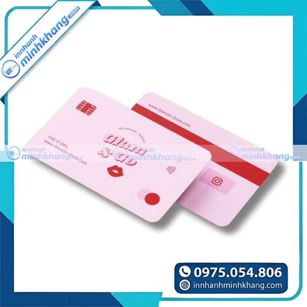 Mẫu card visit màu hồng giấy mỹ thuật cao cấp 