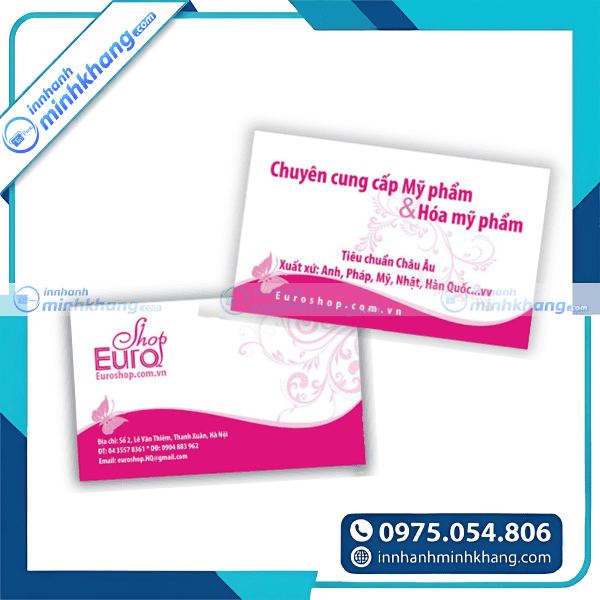 Mẫu card visit mỹ phẩm màu hồng nữ tính phong cách nhẹ nhàng