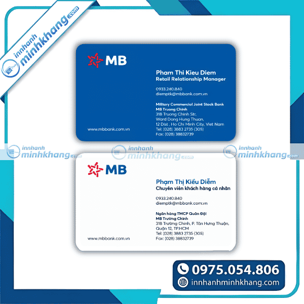 Mẫu card visit ngân hàng bo góc tinh tế - Ngân hàng MB BANK