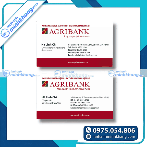 Mẫu card visit ngân hàng đẹp thiết kế chuyên nghiệp - Ngân hàng AGRIBANK