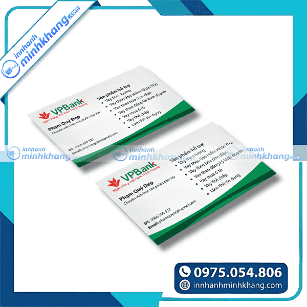 Mẫu card visit ngân hàng nền trắng logo nổi bật