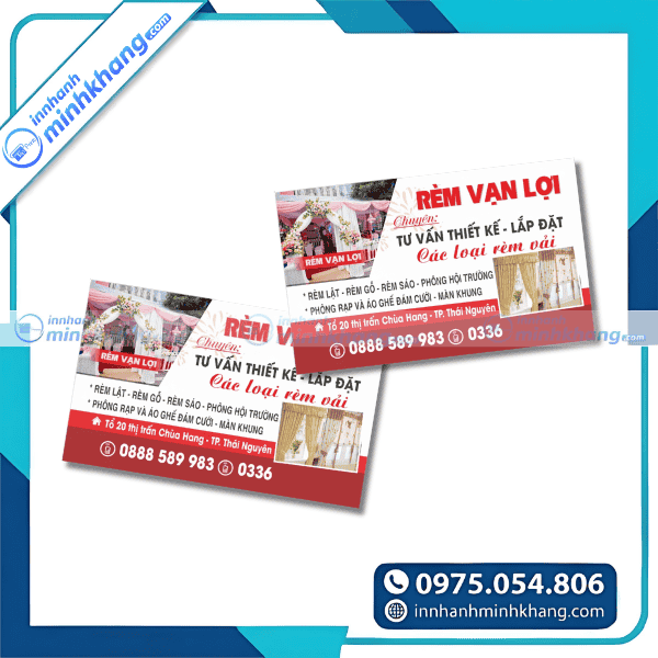 Mẫu card visit rèm cửa với bố cục rõ ràng dễ nhìn