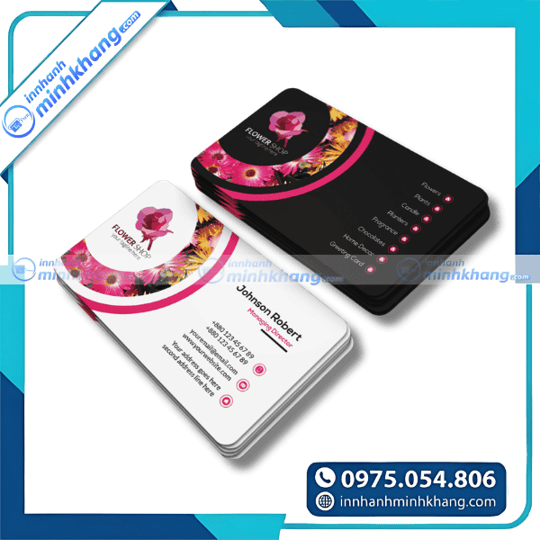 Mẫu card visit shop hoa thiết kế đẹp với hình hoa tươi