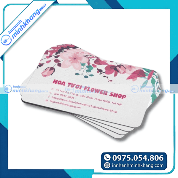 Mẫu card visit shop hoa bo góc thiết kế mềm mại