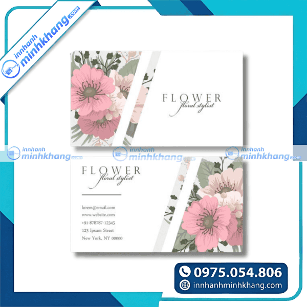 Mẫu card visit shop hoa nền hoa lá tự nhiên