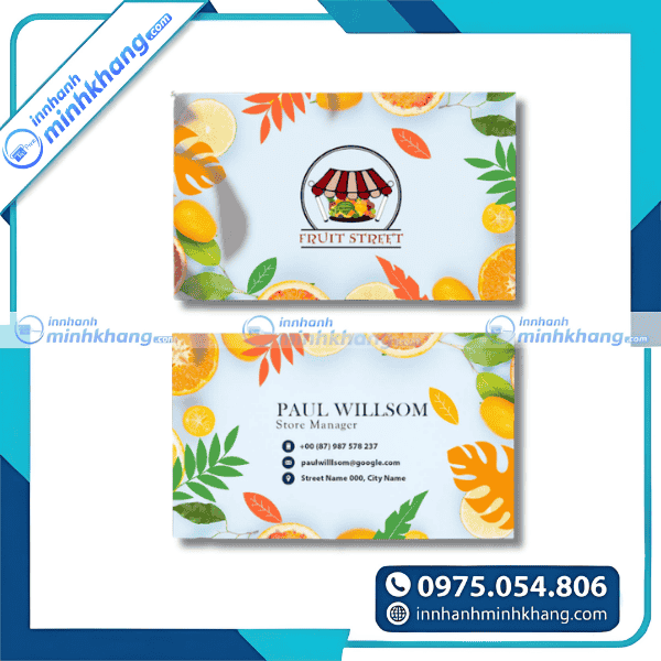 Mẫu card visit bán trái cây đơn giản tinh tế