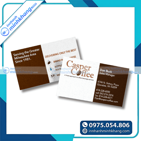 Mẫu name card cafe màu nâu sang trọng đậm chất cà phê - Casper Coffee