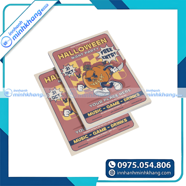 Mẫu tờ rơi halloween sáng tạo với hình bí ngô và ma quái