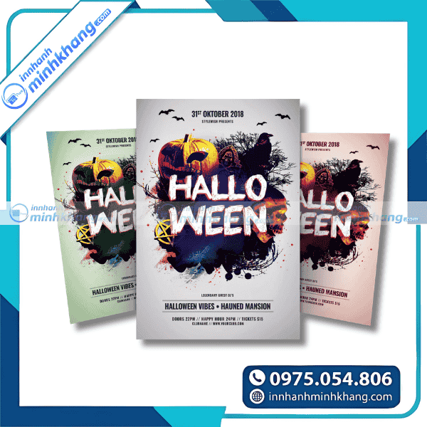 Mẫu tờ rơi halloween nghệ thuật với hiệu ứng ánh sáng