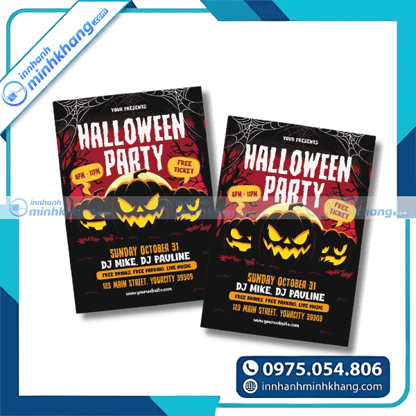 Mẫu tờ rơi halloween thiết kế đơn giản nhưng nổi bật