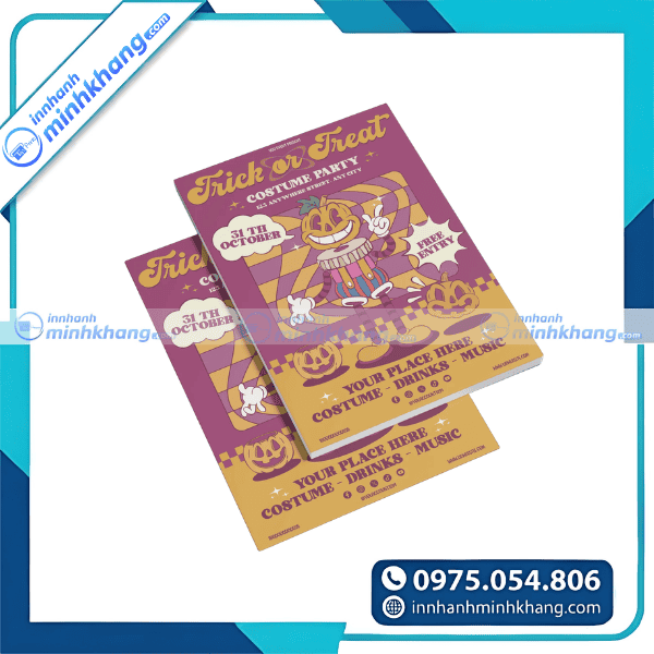 Mẫu tờ rơi halloween dễ thương cho trẻ em với hình hoạt hình