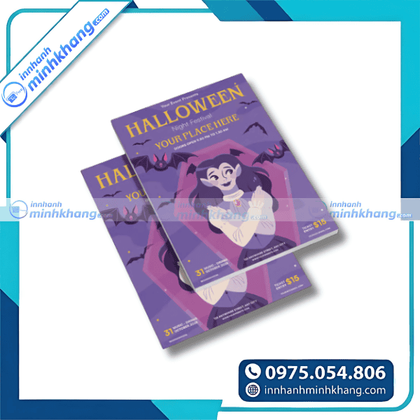 Mẫu tờ rơi halloween chủ đề phù thủy và lâu đài bí ẩn