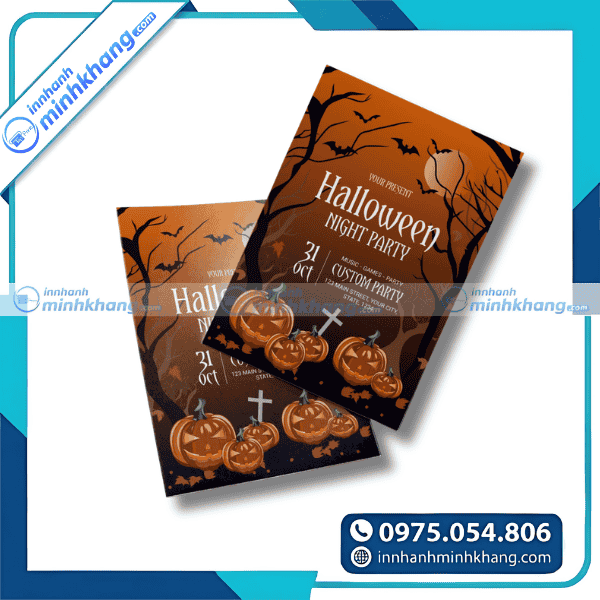 Mẫu tờ rơi halloween nền màu cam đen nổi bật