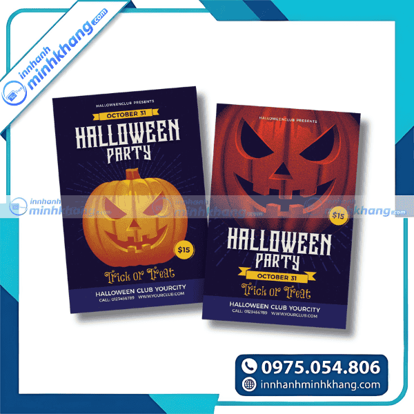 Mẫu tờ rơi halloween cho nhà hàng với concept bí ngô
