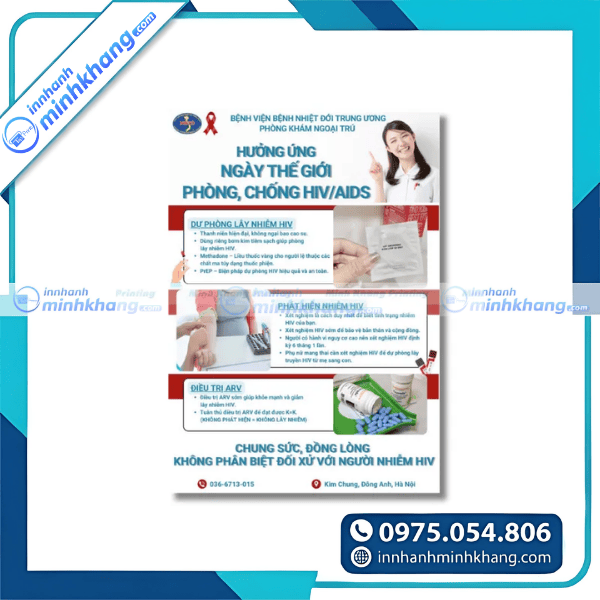 Mẫu giấy couche 150gsm in tờ rơi phòng chống HIV chất lượng cao 