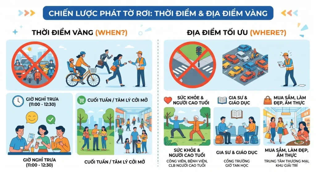 Chiến lược phát tờ rơi theo thời gian và địa điểm được tối ưu