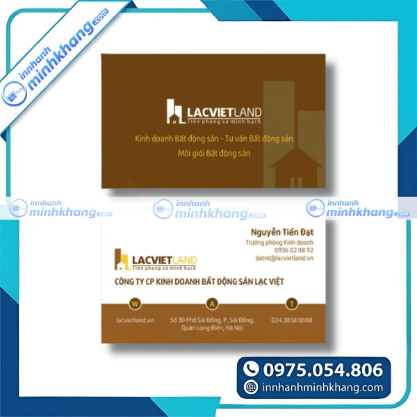 Mẫu card visit môi giới bất động sản chuyên nghiệp màu nâu cao cấp LacViet Land