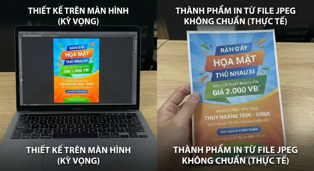 Sai lệch giữa thiết kế và thành phẩm tờ rơi thực tế