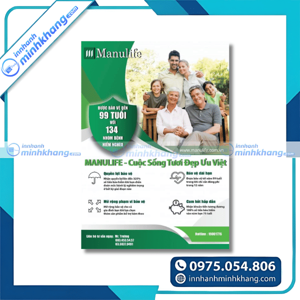 Mẫu tờ rơi bảo hiểm nhân thọ màu xanh chuyên nghiệp