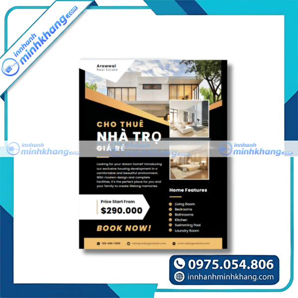 Mẫu tờ rơi cho thuê phòng trọ đẹp mắt dành cho sinh viên và người đi làm