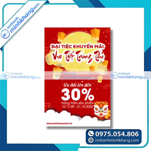 Mẫu thiết kế tờ rơi trung thu đẹp với tone màu đỏ vàng nổi bật