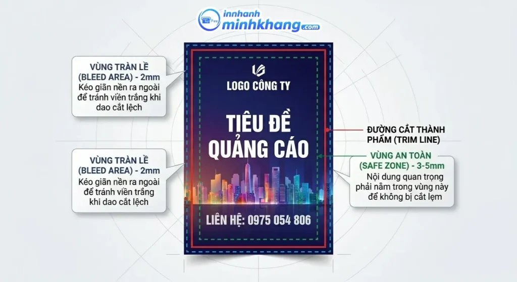 Tràn lề và vùng an toàn của tờ rơi