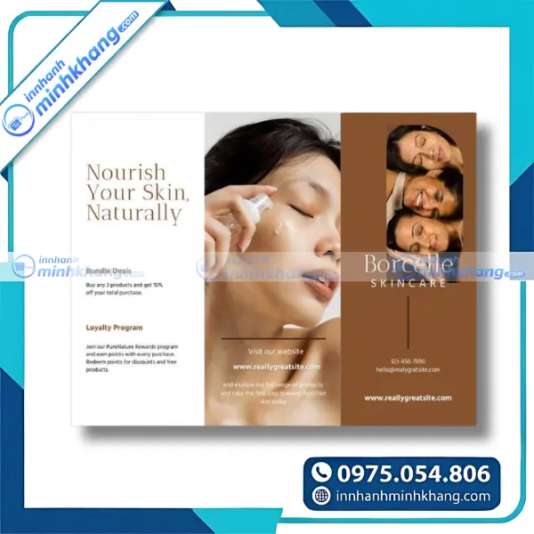 Mẫu brochure mỹ phẩm đẹp với bố cục hiện đại và hình ảnh chuyên nghiệp