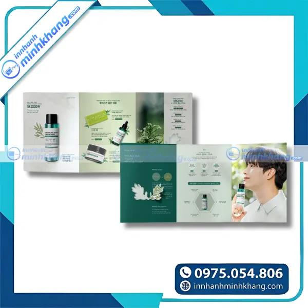 Mẫu brochure mỹ phẩm gấp 3 giới thiệu bộ sưu tập sản phẩm làm đẹp mới nhất