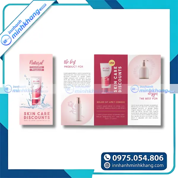 Mẫu brochure mỹ phẩm quảng cáo sản phẩm dưỡng da với hình ảnh sắc nét