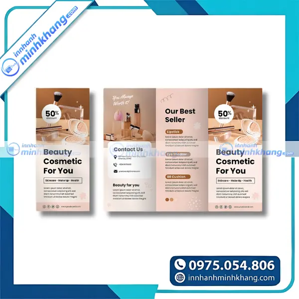 Mẫu brochure mỹ phẩm đẹp mắt dành cho spa và cửa hàng mỹ phẩm
