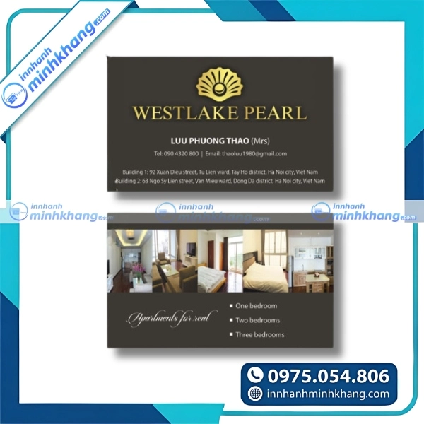 Mẫu card visit ngành khách sạn với bố cục tối giản hiện đại