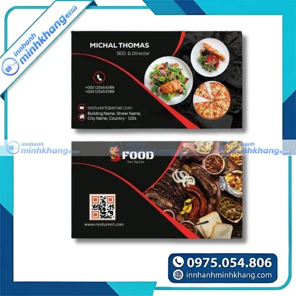 Mẫu thiết kế card visit nhà hàng món Âu cao cấp